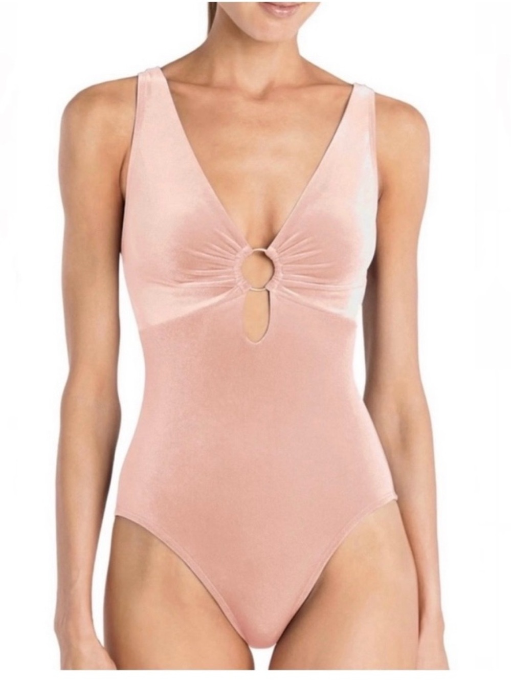 Robin Piccone Roxy Plunge Velour Velvet Pink Swimsuit Size 4